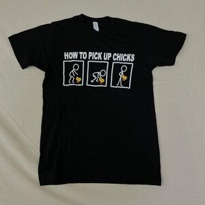 Funny graphic tee featuring the phrase "How To Pick‎ Up Chicks"